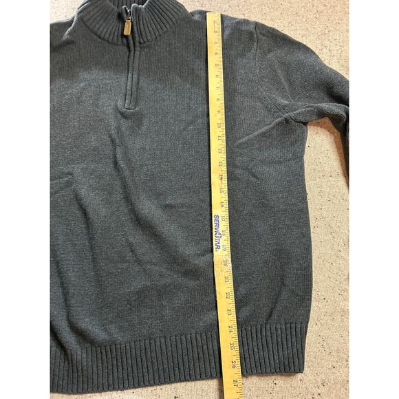 St. John’s Bay Men’s Gray Cotton Zip Henley Sweater XXL | Rugged Lodgecore Knit - Picture 4 of 5